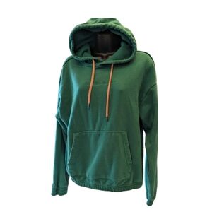 The North Face green Hoodie with Coral orange Accents